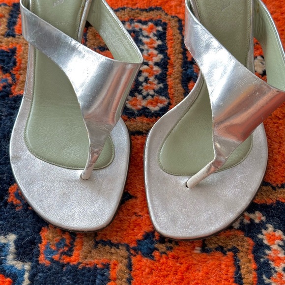 Authentic Prada Silver Heeled Sandals - Picture 4 of 5
